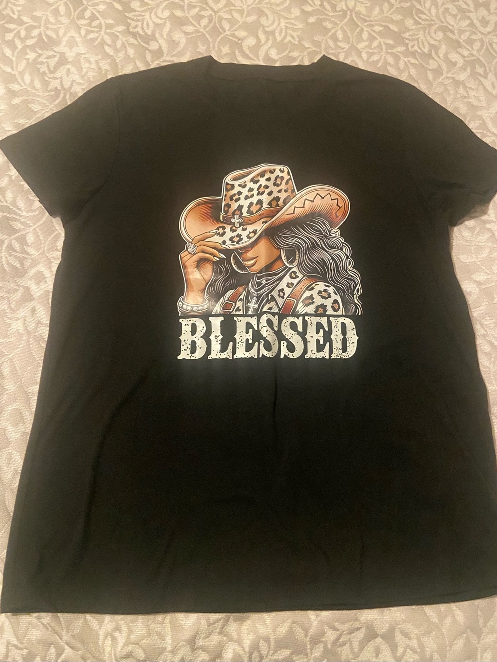 Blessed Graphic Black Ladies T-Shirt M